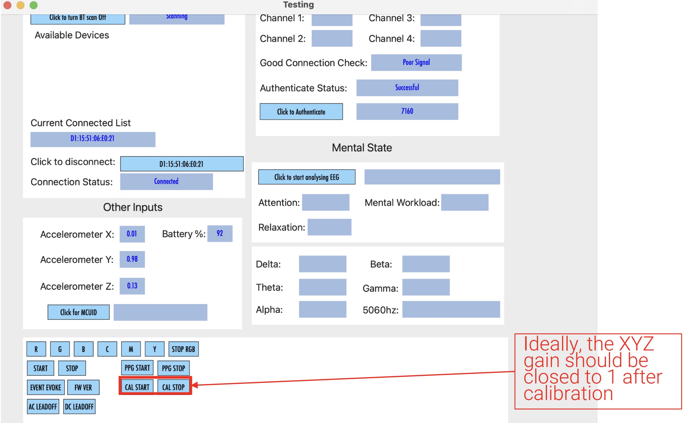 Image of how to start CAL START on SenzeBand