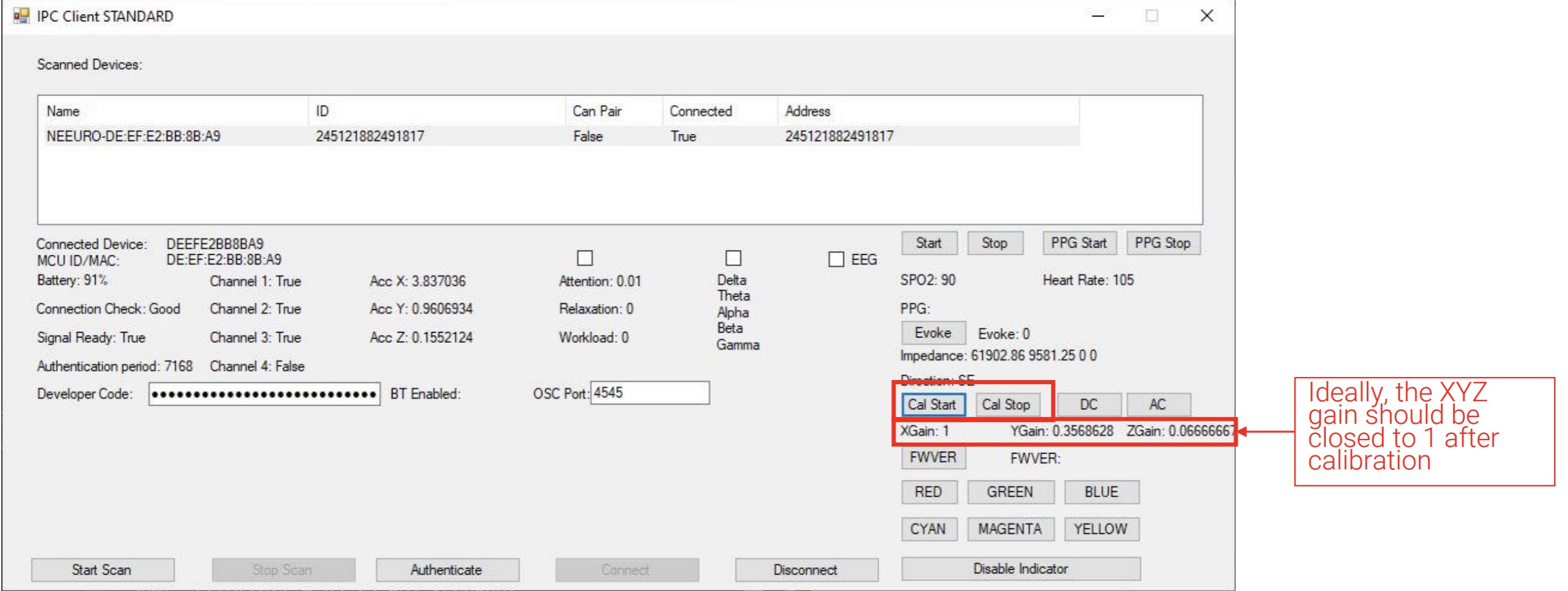 Image of how to start Cal Start on SenzeBand